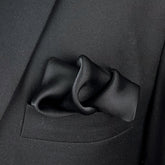 JET BLACK SILK CRAVAT & POCKET SQUARE SET